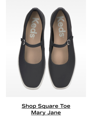 An overhead view of the Square Toe Mary Jane Leather in black. Shop Square Toe Mary Jane.
