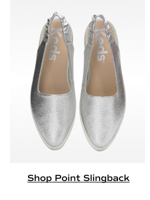 An overhead view of the Point Slingback Washed Metallic Leather in silver. Shop Point Slingback.