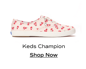 A side view of the Keds Champion Canvas Print Floral Lace-Up in blush. Shop Now.