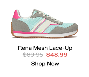 A side view of the Rena Mesh/Suede/Leather Lace-Up in grey/mint/pink. The style was $69.95 and is now $48.99 for a limited time. Shop Now.