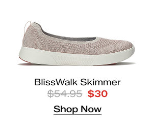 A side view of the BlissWalk Skimmer Metallic Knit in rose gold. The style was $54.95 and is now $30. Shop Now.