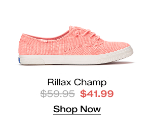 A side view of the Rillax Champ Chalky Canvas Slip-On in coral. The style was $59.95 and is now $41.99 for a limited time. Shop Now.