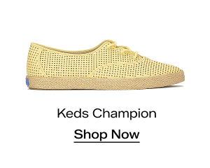 A side view of the Keds Champion Point Low Wave Perf Leather Lace-Up in yellow. Shop Now