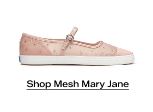 A side view of the Square Toe Mary Jane Sheer Mesh Jewels in peony pink. Shop now.