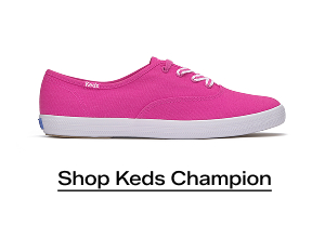 A side view of the Keds Champion Canvas Lace-Up in raspberry. Shop Now.