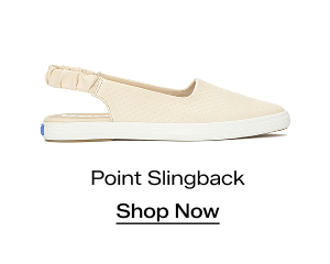 A side view of the Point Slingback Basketweave Emboss Leather in parchment. Shop Now