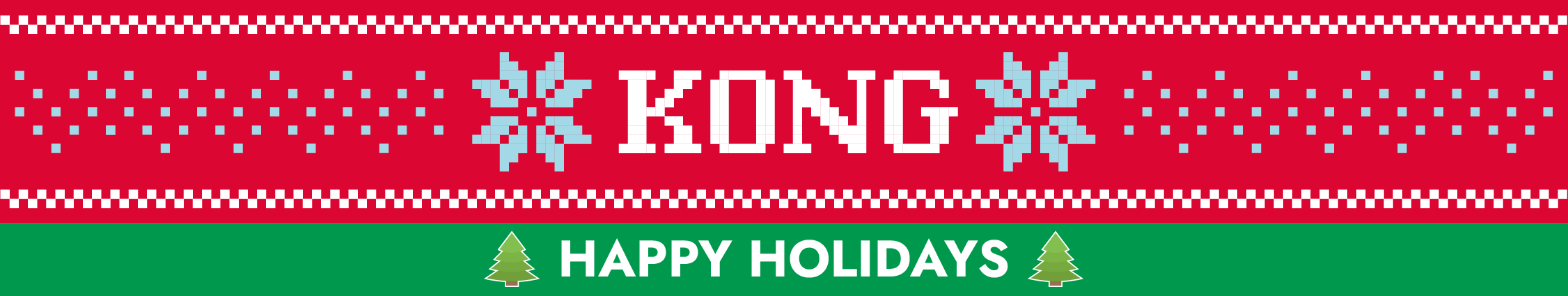 KONG logo with "Happy Holidays"