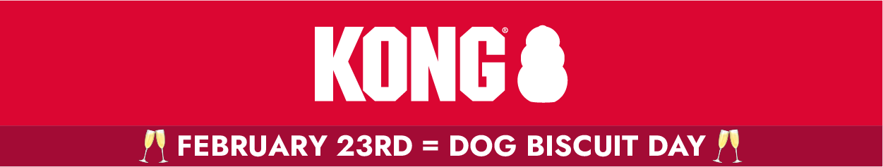 KONG logo and "February 23rd = Dog Biscuit Day