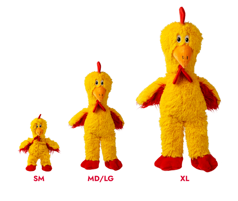 Image of all the sizes of the Knots Chicken available, small - XL 