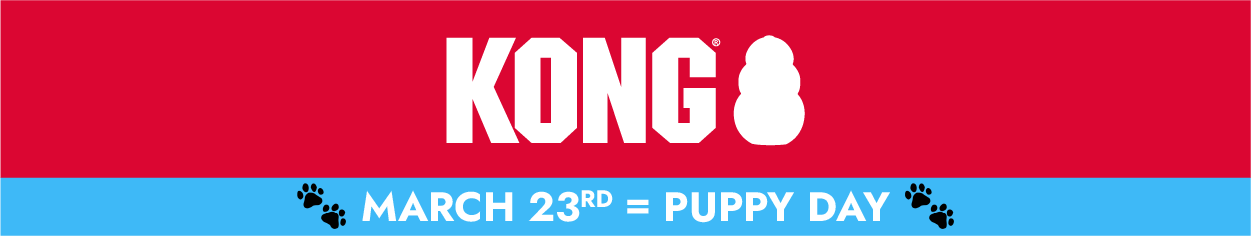 KONG logo and "March 23rd = Puppy Day"