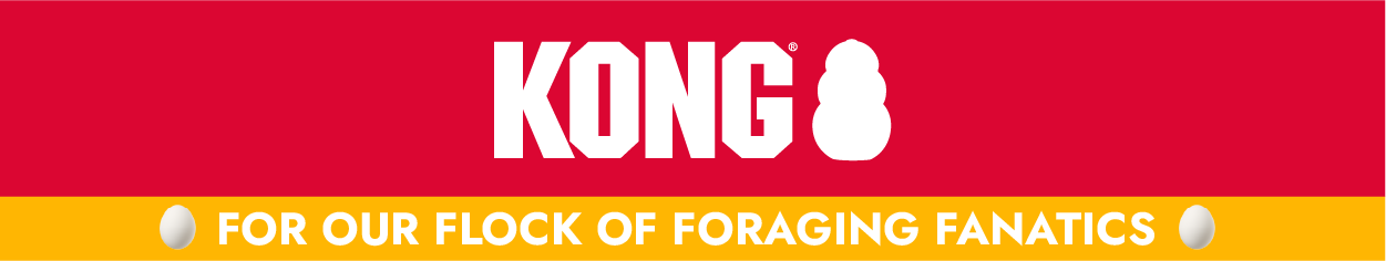 KONG logo and "For Our Flock Of Foraging Fanatics"