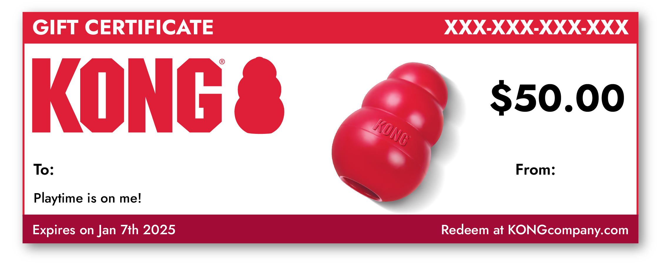 Image of an example of a KONG gift certificate