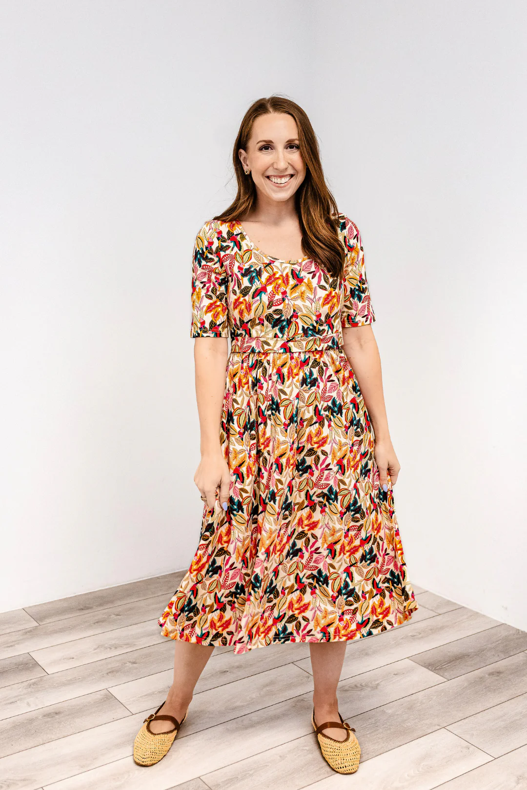Latched Mama Classic Cotton Nursing Dress - Medium / Wildberry Aviary