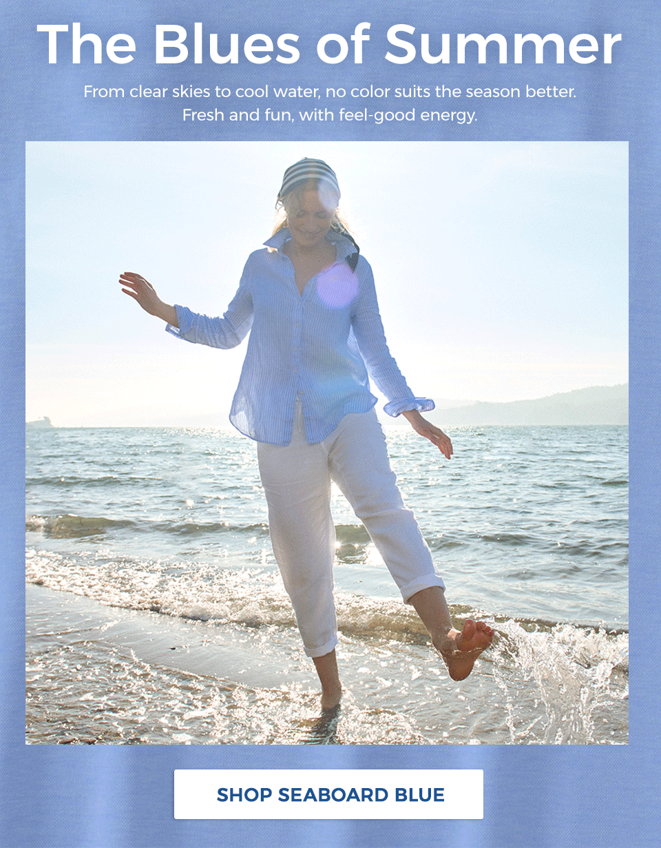 The Blues of SummerFrom clear skies to cool water, no color suits the season better. Fresh and fun, with feel-good energy. Images of people at the beach.