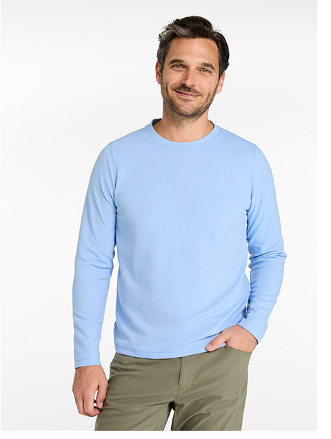 Mountainside Micro Waffle Crew in Seaboard Blue
