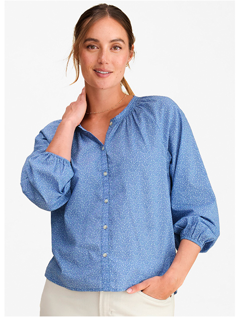 Whisperweight Poplin Shirt in Seaboard Blue Ditsy Floral