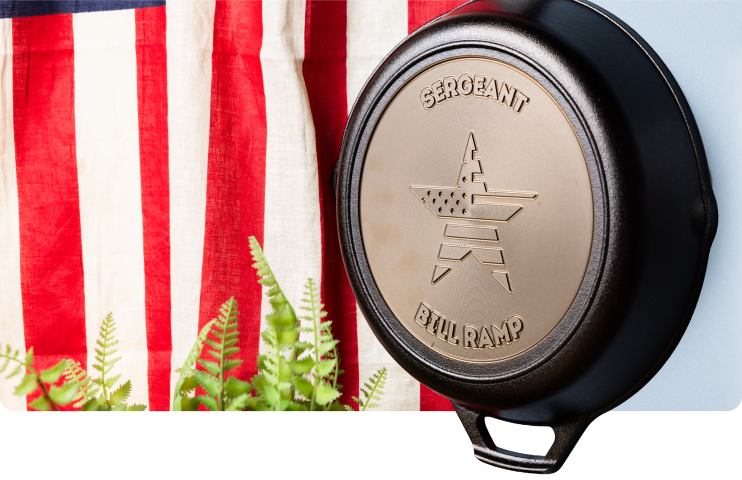 Custom engraved stars and stripes skillet