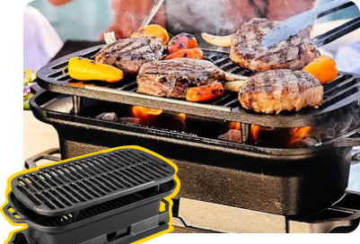 Meat and vegetables grilling on a Sportsman's Pro