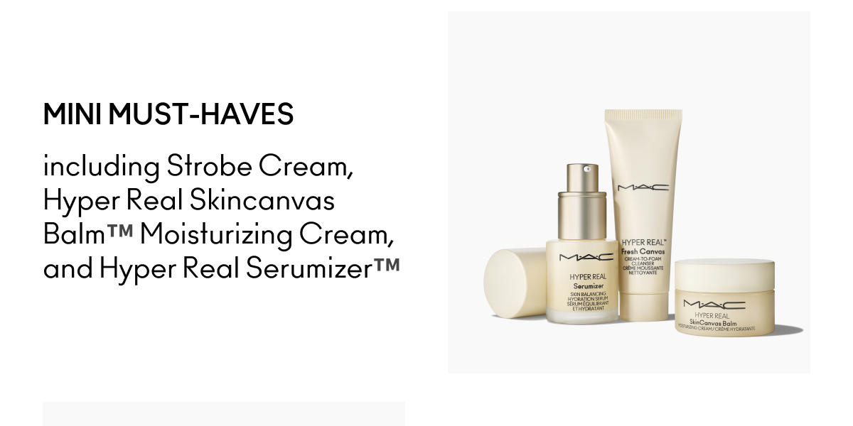 MINI MUST-HAVES including Strobe Cream, Hyper Real Skincanvas Balm™ Moisturizing Cream, and Hyper Real Serumizer™