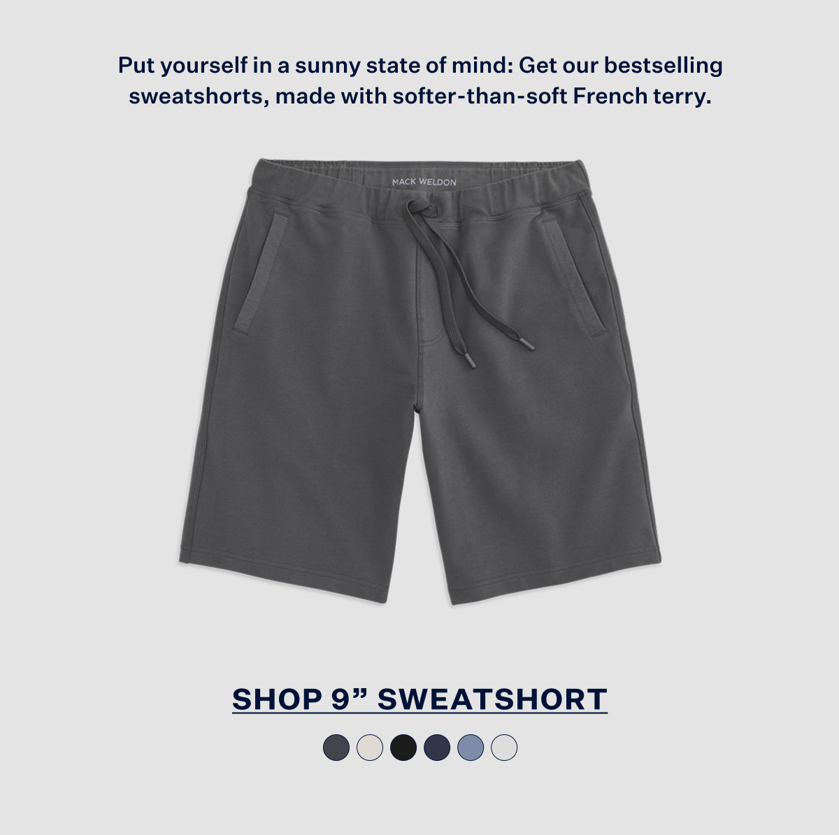 ACE Sweatshort 9” in Asphalt