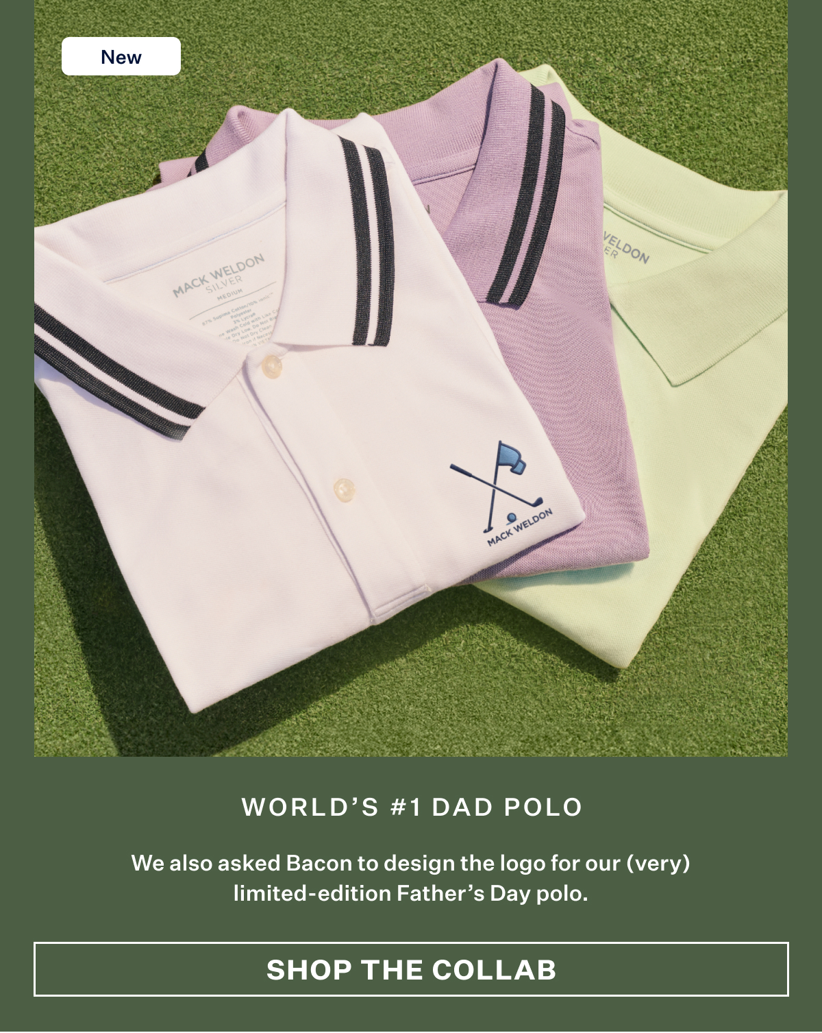 Mack Weldon x Shane Bacon Logo Polo. With Shop the Collab button