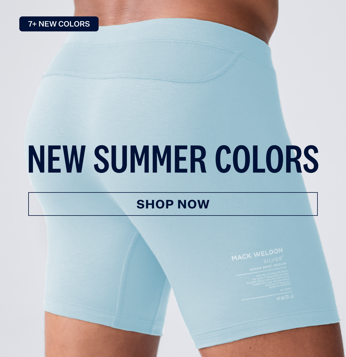 New Summer Colors featuring Silver HD Boxer Brief in Crystal Blue