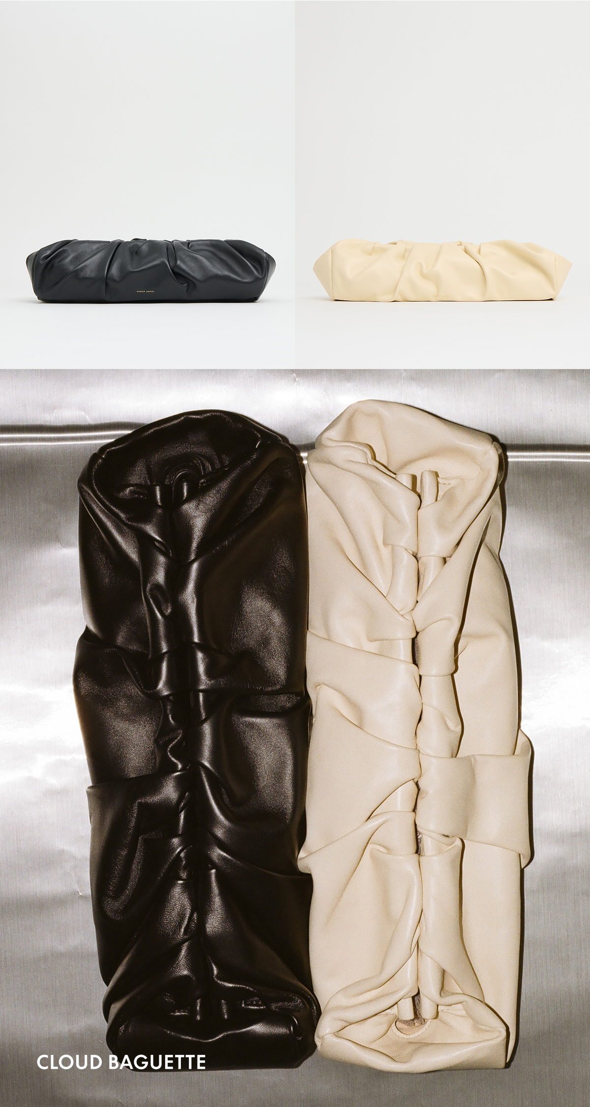 Crafted in soft Italian lambskin, this oversized clutch carries the essentials with effortless simplicity. Offered in two timeless shades.