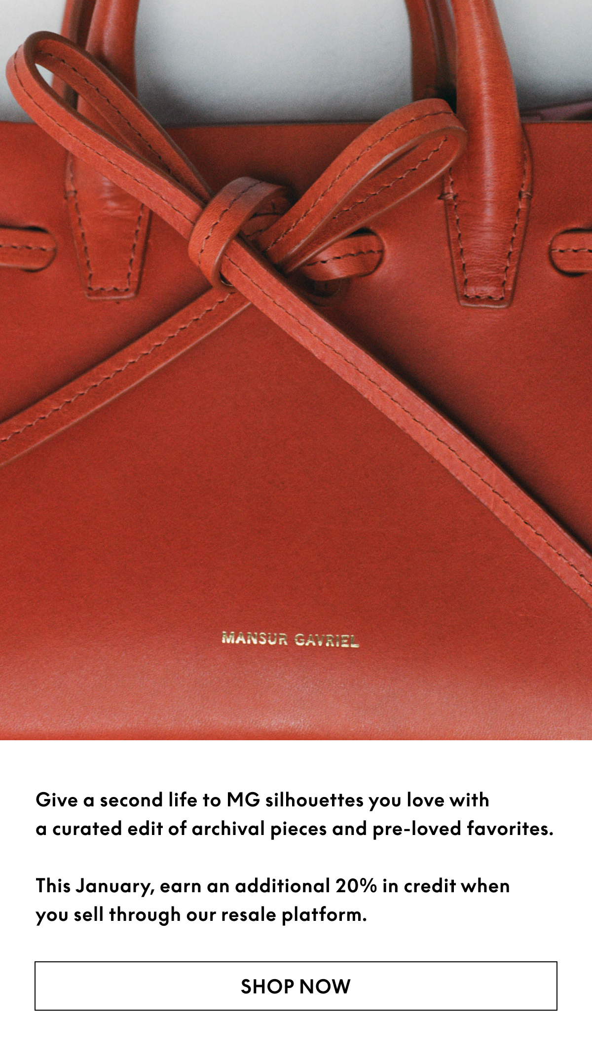 Give a second life to MG silhouettes you love with a curated edit of archival pieces and pre-loved favorites.