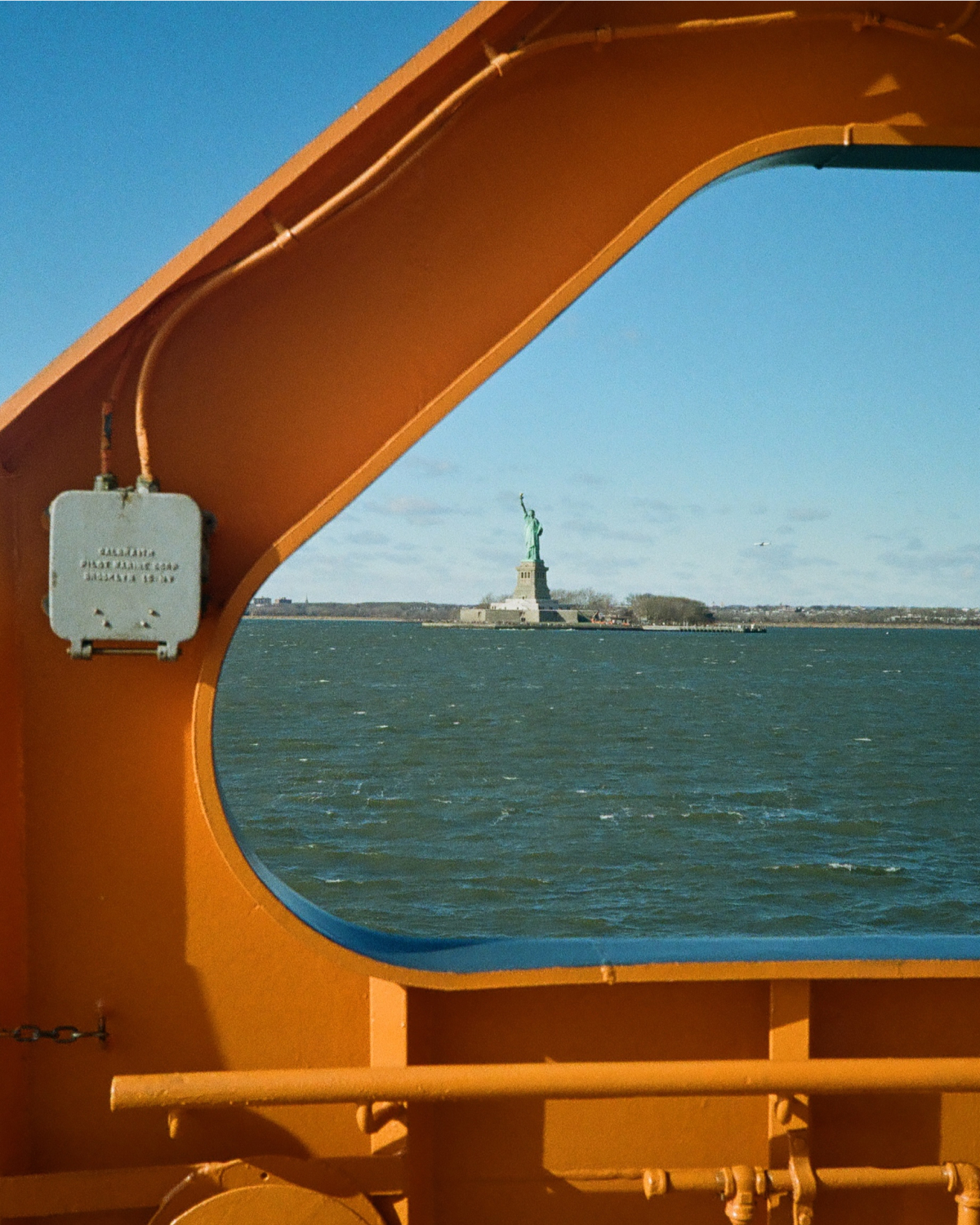 Pictured: view of the Statue of Liberty from a ferry.