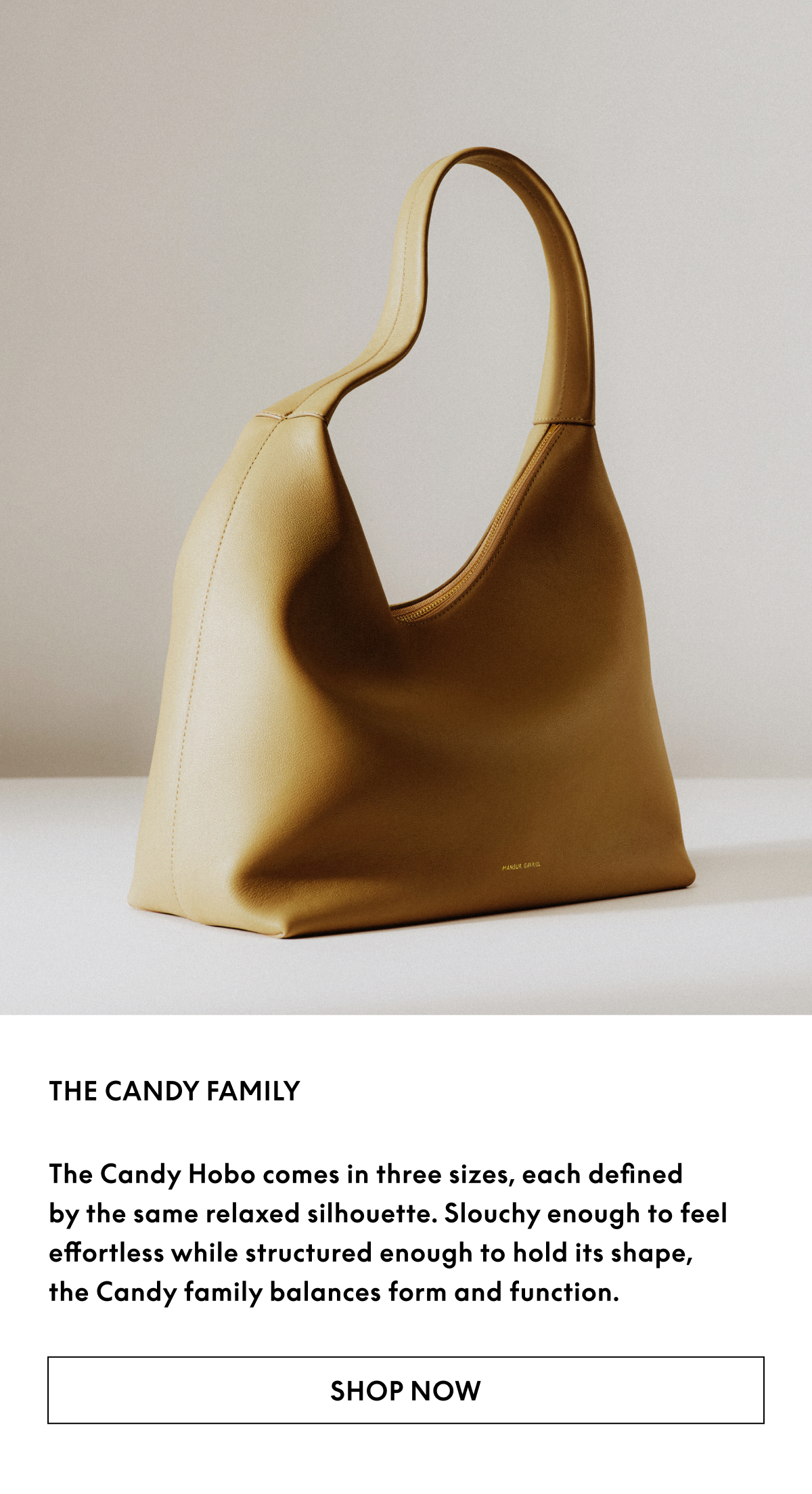 The Candy Hobo comes in three sizes, each defined by the same relaxed silhouette. 