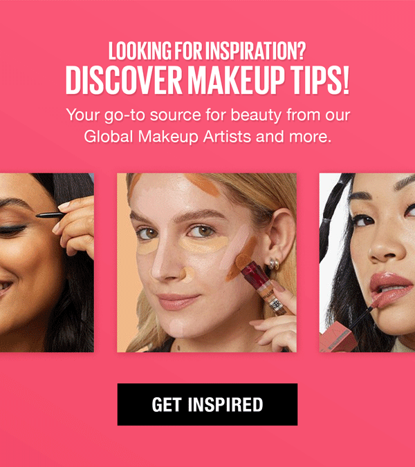 An image for makeup tips featuring close-up beauty shots and a call to action that says 'Get Inspired'