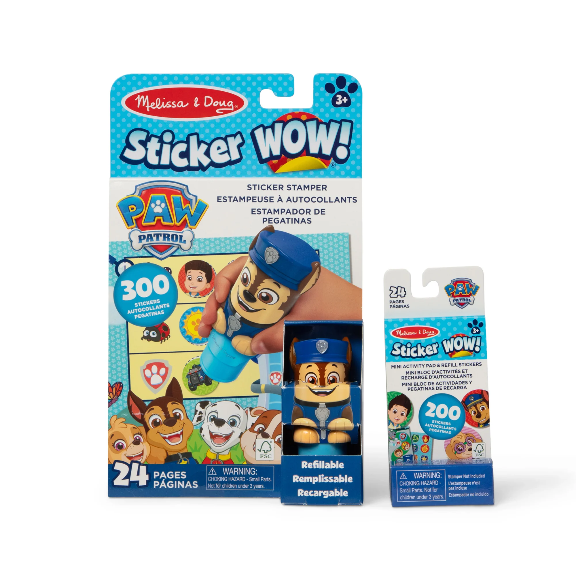 Image of Sticker WOW!™ PAW Patrol Chase Bundle: Activity Pad & Sticker Stamper + Mini Activity Pad and 200 Refill Stickers