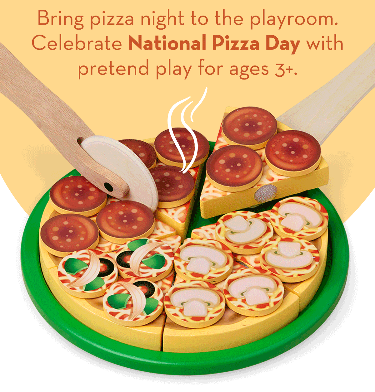 Bring pizza night to the playroom. Celebrate National Pizza Day with pretend play for ages 3+. 