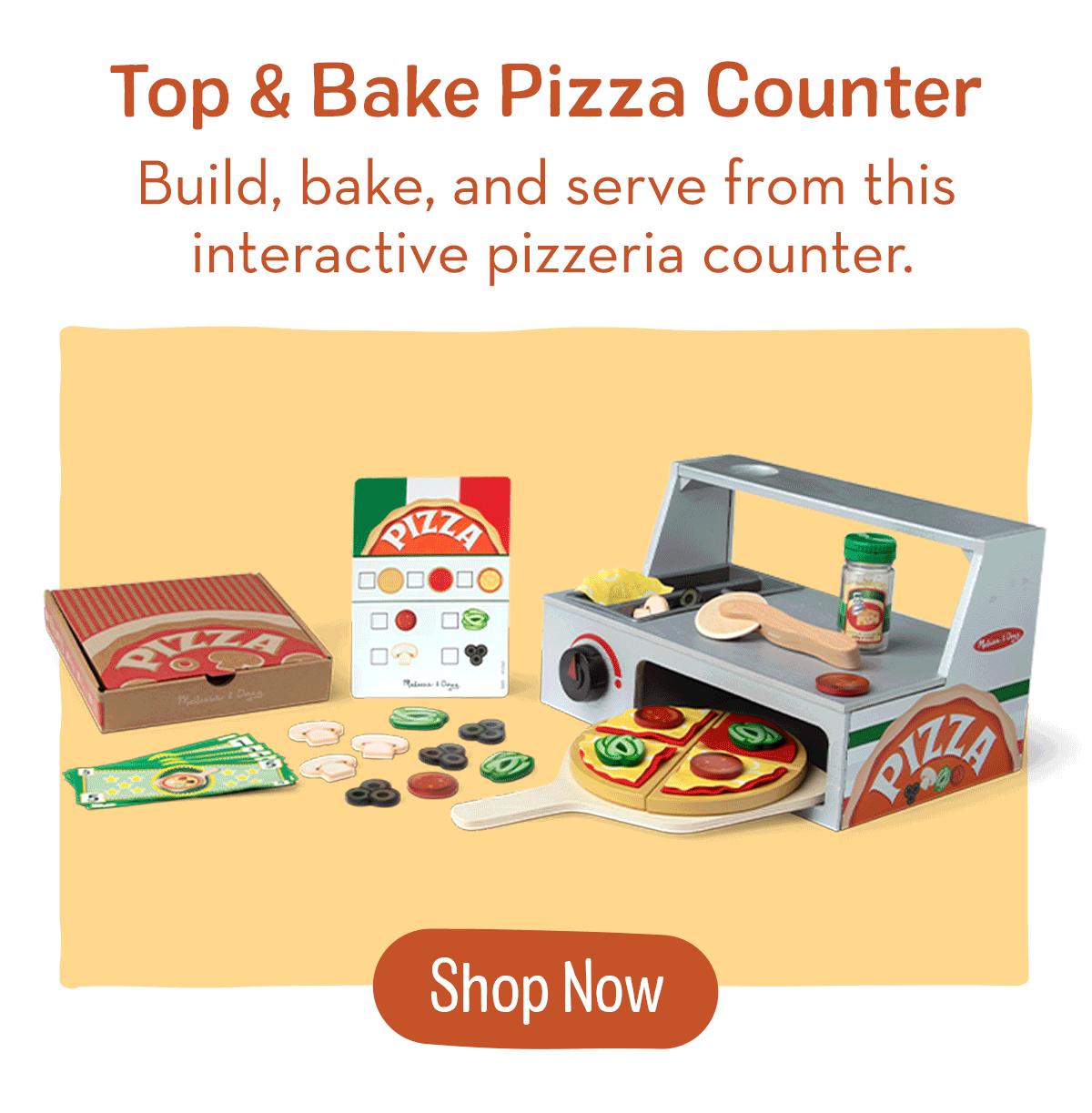 Top & Bake Pizza Counter - Wooden Play Food