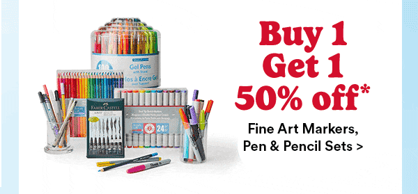 Buy 1 Get 1 50% off Fine Art Markers, Pens Pencil Sets.