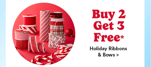 Buy 2 Get 3 Free Holiday Ribbons and Bows