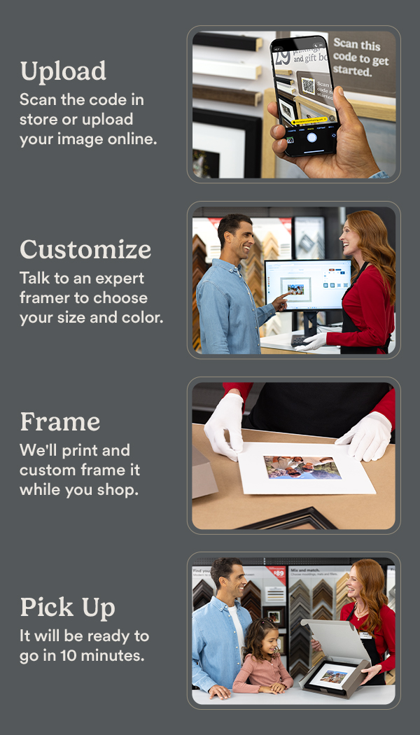 Upload. Customize. Frame. Pick Up