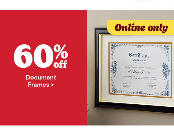 Online only 60% off document frames >