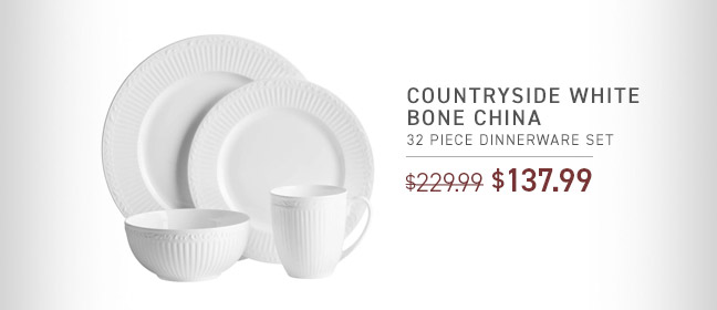 Countryside White Bone China 32 Piece Dinnerware Set NOW $137.99