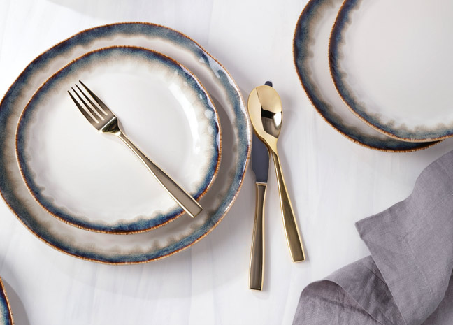 Dinnerware the embraces fluid lines and natural contours.