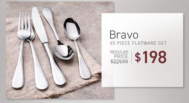 Shop Bravo 65 Piece Flatware Set, NOW $198