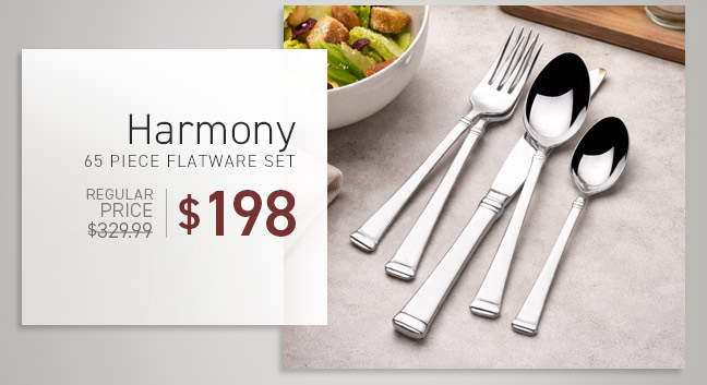 Shop Harmony 65 Piece Flatware Set, NOW $198