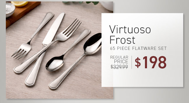 Shop Virtuoso Frost 65 Piece Flatware Set, NOW $198
