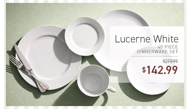 Lucerne White 40 Piece Dinnerware Set SALE $142.99