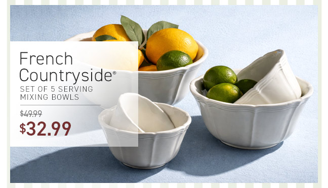 French Countryside® Set of 5 Serving Mixing Bowls SALE $32.99
