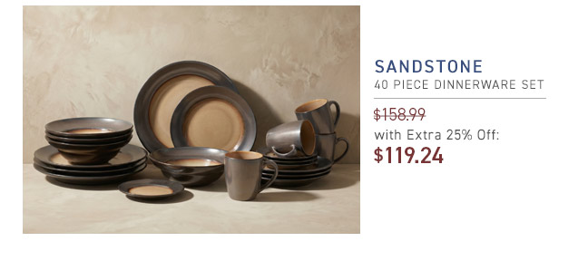 Sandstone 40 Piece Dinnerware Set $158.99 With Extra 25% Off: $119.24