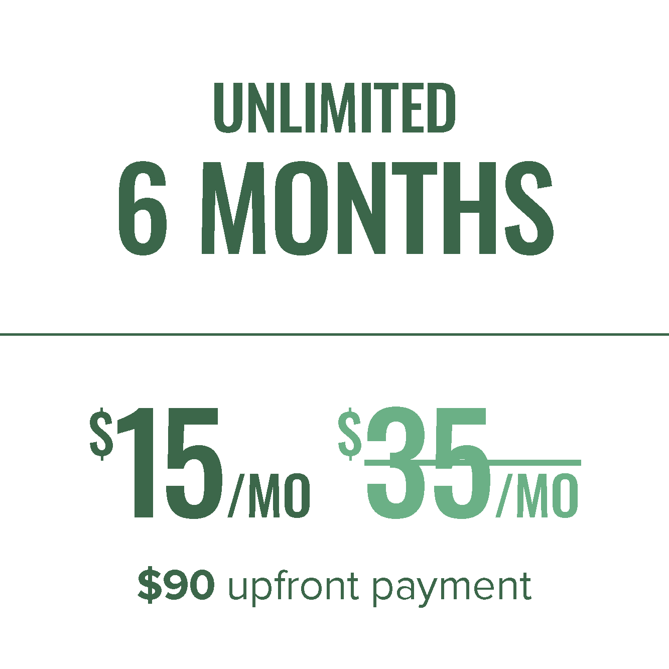 6 Month Plan $90 Upfront Payment