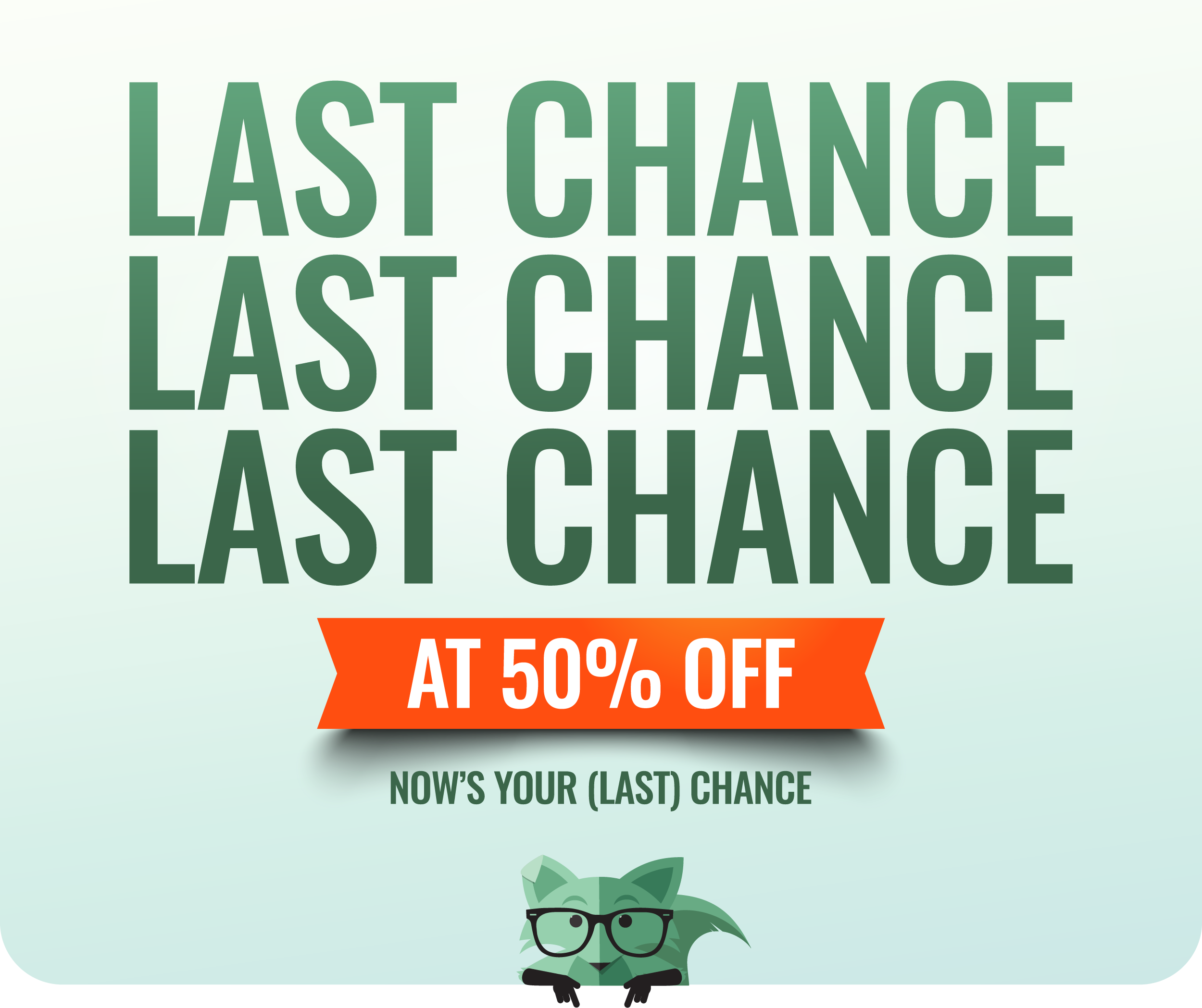 Last Chance at 50% off - Now's your (last) chance