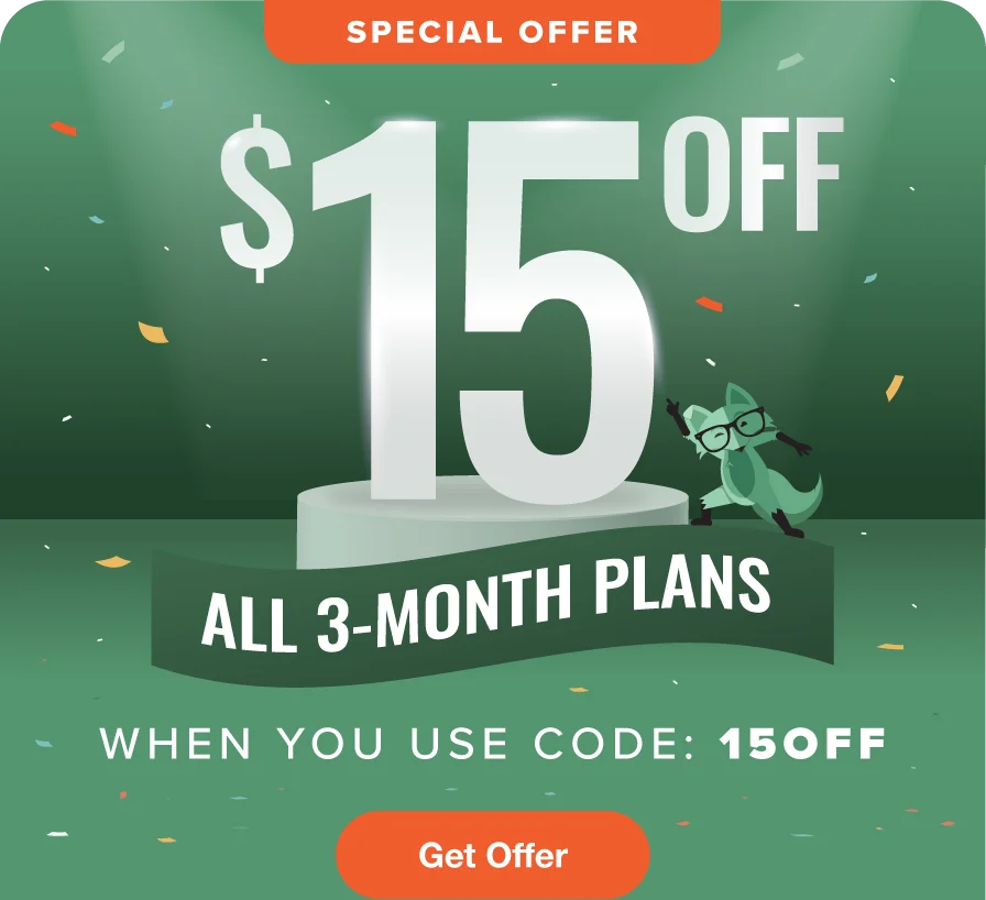 $15 Off all 3-month plans when you use code: 15OFF