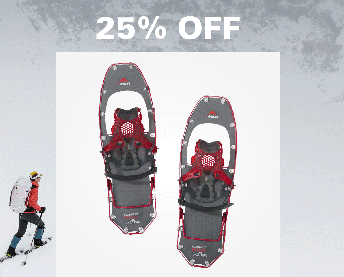 an image of a pair of snowshoes with a person walking behind them